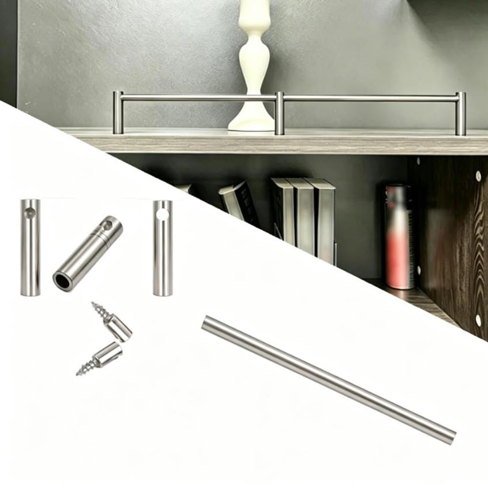SVBVRFEEW Gallery Railing Metal Shelf Rail Fence Set With Posts Shelves Tipping Shelf Guard Rail Decorative Tipping Gallery Rails Set Anti-Fall Guardrail Aluminum(Silver,18in/45.7cm)