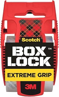 Scotch Box Lock Clear Packing Tape with Extreme Grip - 1.88" x 1000" Shipping Tape for Secure Box Sealing, Dispenser Included