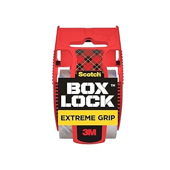 Scotch Box Lock Packing Tape, Clear, Extreme Grip Box Packaging Tape for Shipping and Mailing, 1.88 in x 1000 in, 1 Refill Roll