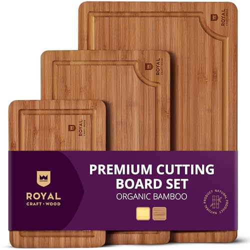 ROYAL CRAFT WOOD Wooden Cutting Boards for Kitchen Meal Prep & Serving - Bamboo Wood Serving Board...