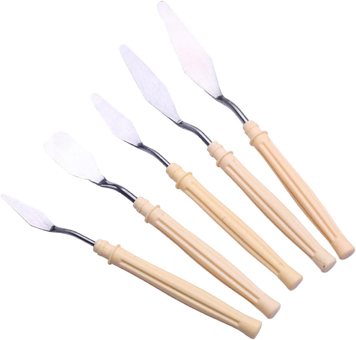 5pcs Oil Painting Palette Knives and Scrapers Set Stainless Steel Mixing Spatulas for Artists Home Art Supplies Canvas Painting
