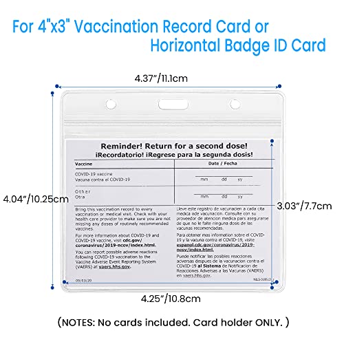 Will Well 6 Pack Waterproof Vaccine Card Holders, 4X3" Cdc Vaccination Card Protectors For Immunization Record Fishing License Holder Name Tag Id Badge Holders, Horizontal #TOP1
