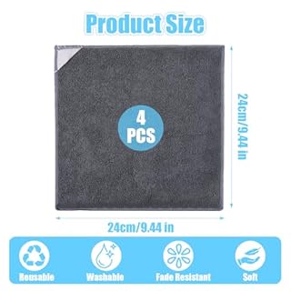KFHENSOMR 4 Pack Magnetic Cleaning Cloth Microfiber Dry Erase Eraser Board Cleaner Washable Whiteboard Cleaning Cloth Erasers for Blackboards Chalkboards Glassboards Home Office Gray 9.5'' x 9.5''