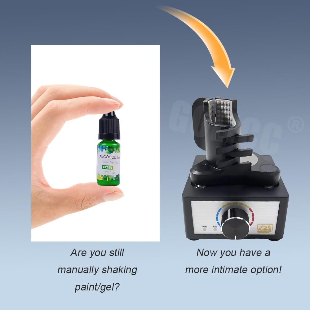 Mini Vortex Mixer - Hands-Free Paint Shaker for DIY Models, 300-2400RPM, 3-Speed Setting, for 10-100ml Bottles of Paint, Nail Polish, Lab, Paints Acrylic, Eyelash Adhesives