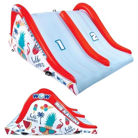 WOW Sports - Big Kauna Inflatable 2 Person Pool Waterslide - Perfect for Inground Pool - Fun Backyard Game for Kids & Adults - W/Water Sprinkler Cover