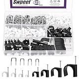 Swpeet 423Pcs 8Sizes 4MM-25MM Cable Clips with Steel Nail and 4Sizes 0.31