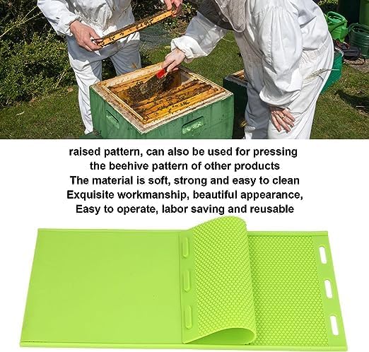 Miniatura 2 de AYNEFY Hoja de cera de abeja de silicona, 2 piezas de prensa de cera de abeja de 0.213 in, equipo de apicultor de prensa de cera de abejas