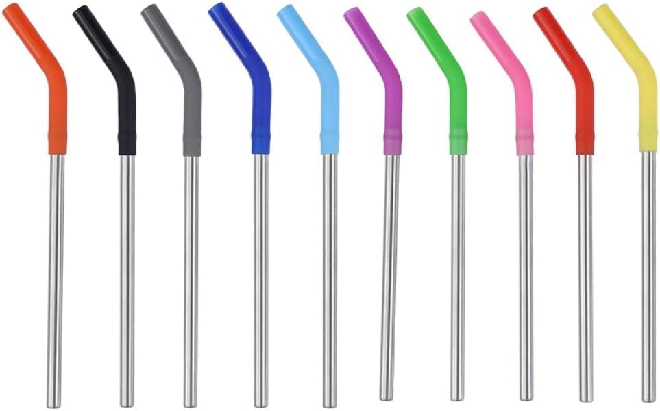 6-Pack Stainless Steel Reusable Straw With Silicone Tip 3 Sizes - View #2