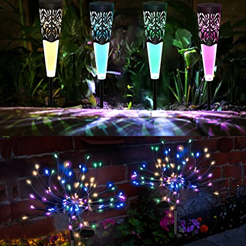 Anordsem Color Changing Solar Torch Lights & Solar Firework Lights Waterproof For Garden Patio Yard Pathway Decoration #TOP12