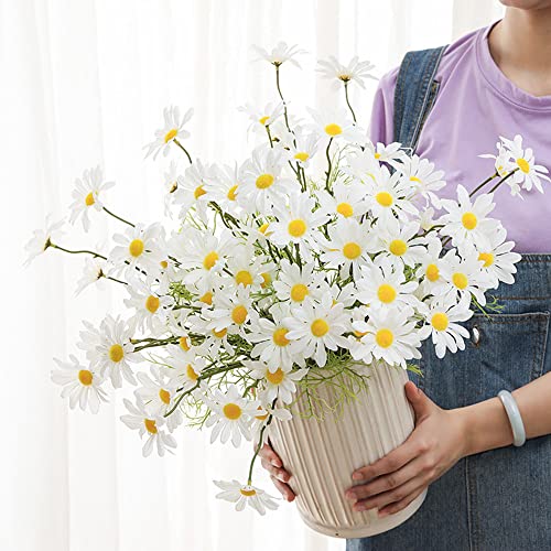 15 Bundles Artificial Flowers White Artificial Daisy Flowers UV Resistant Outdoor Fake Wildflowers with Stems Faux Greenery Shrubs Plants Arrangements for Wedding Decoration Home G image 7