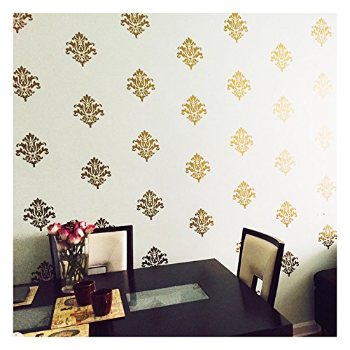 Damask Set Of 18 Vinyl Wall Decal Self Adhesive Wall Pattern Stickers (Gold) #TOP11