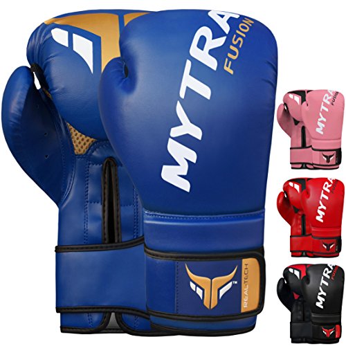 Mytra Fusion Real Tech Boxing Gloves Artificial Leather Boxing Gloves 10oz 12oz 14oz 16oz Boxing Gloves for Training Punching Sparring Punching Bag Boxing Bag Gloves Punch Bag Mitts (16-oz, Blue)