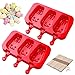 Sakolla Homemade Popsicle Silicone Molds with Lid, BPA Free Ice Cream Bar Mold, 3 Cavities Silicone Ice Pop Mold with 100 Wooden Sticks, Set of 2 (Rabbit Shape)