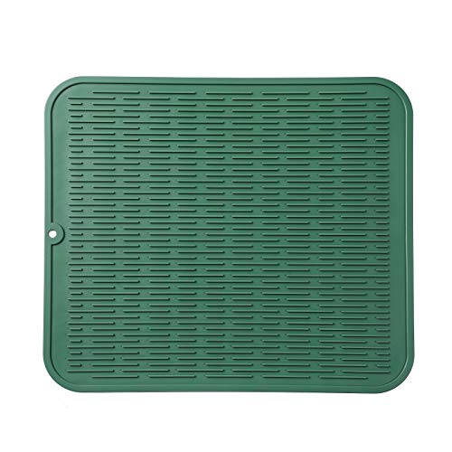 Image of MicoYang Silicone Dish Drying Mat for Multiple Usage,Easy clean,Eco-friendly,Heat-resistant Silicone Mat for Kitchen Counter or Sink,Refrigerator or Drawer Liner Green XL 18 inches x 16 inches