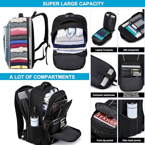 CAFELE TSA Friendly Flight Approved Business Backpack, Water-resistant Lightweight School Rucksack, Durable Large Weekender Bag Daypack (Black, 17.3 Inch)2