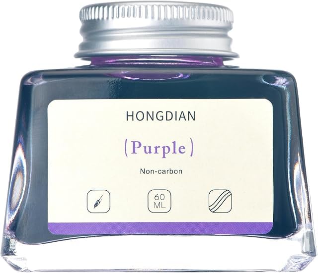 Image of HONGDIAN, Ink Bottle - Non Carbon | Purple | 60ml Premium Writing Ink.