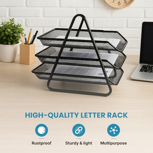Image of The Better Home Office Files Storage Organizer Desk Organizer | Office Accessories | Metal Mesh Design | Documents, Files, Newspaper, Magazines Multipurpose Storage For Reception Table