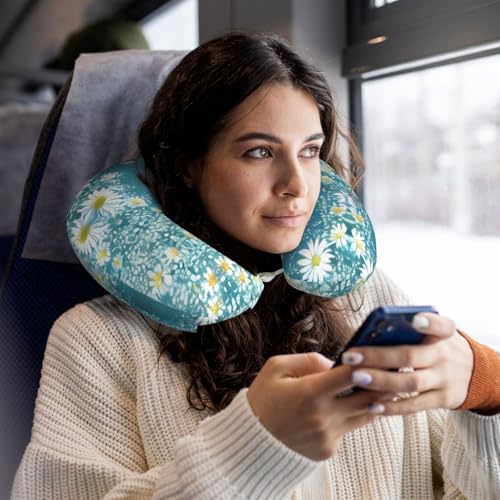 Almohada de viaje con diseño blanco y azul tamaño único miniatura 6