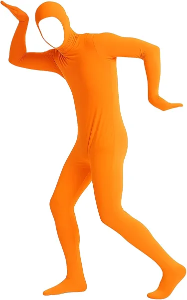 Rjognt Men'S And Women'S Halloween Costumes Orange Bodysuits Plus Size Funny Cosplay Clothes Stretchy Zipper Spandex Suit