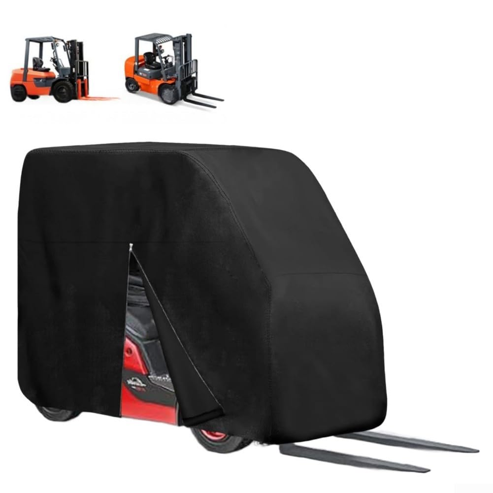 210D Oxford Gabelstaplerabdeckung, wasserdicht, staubdicht und kratzfest, Schutzunterstand, robuste Outdoor-Aufbewahrung für die meisten Gabelstapler, 254 x 114 x 203 cm, Schwarz