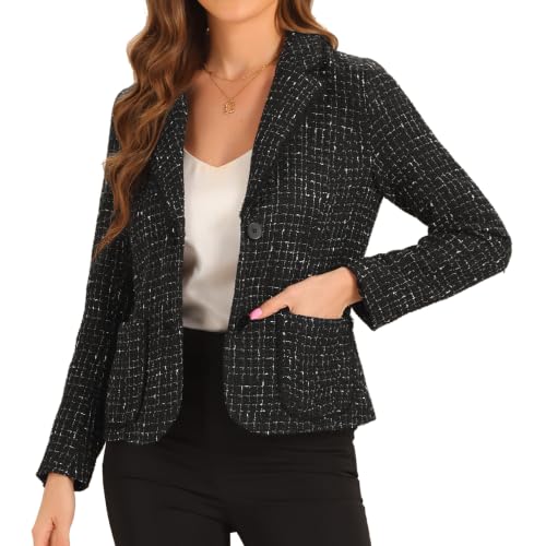 Image of Allegra K Tweed Blazer for Women