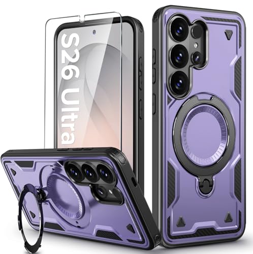 Image of for Samsung Galaxy S26 Ultra Case Magnetic with stand, with Mag-Safe, with Screen Protector, Wireless Charging, Shockproof for Samsung S26 Ultra 5G Phone Case, Ring Holder Cover for Samsung S26 Ultra