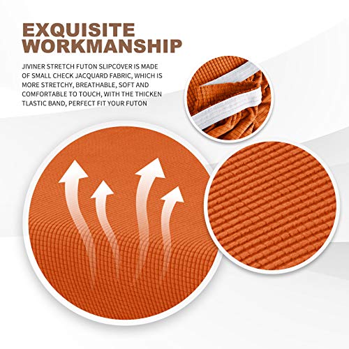 Jiviner Stretch Futon Cover Universal Armless Sofa Slipcover Non Slip Spandex Sofa Bed Without Armrest Cover Soft Spandex Futon Slipcover With Elastic Bands (Futon, Orange) #TOP3