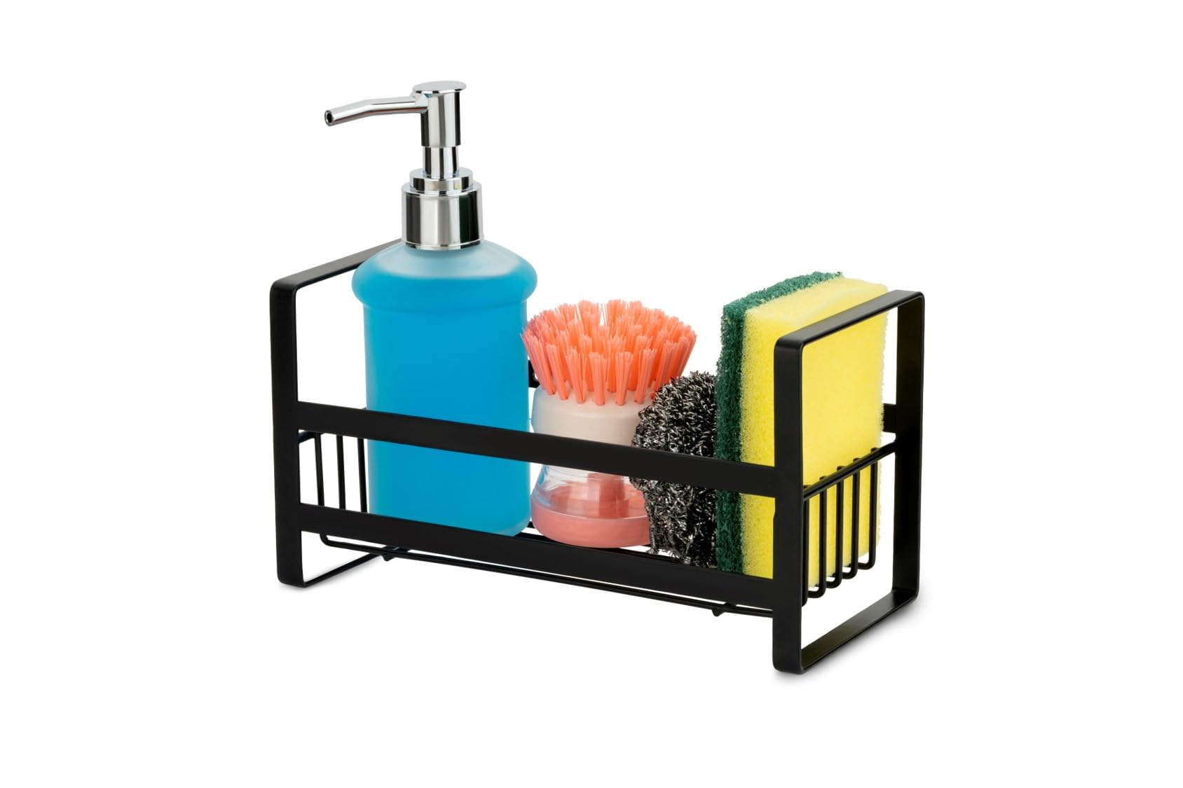 RIOMAX Wall Mounted Self-Adhesive Bathroom Shelf/Kitchen Rack & Holder/Soap Holder/Sponge Holder/Storage Organizer Rack/Sink Organizer (Material- Metal Powder Coated Finish, Black, Pack of 1)-picture-10