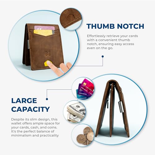 Milland Premium Minimalist Men's Wallet with RFID Blocking, Money Clip, and Card Holder - Elegant Gift Box (Bi-Fold Wallet, Carbon Blue & Black)3