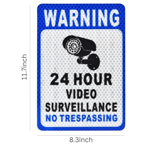 Image of CVANU Reflective CCVT Surveillance (Set of 5) Self-Adhesive Bold Security Notice Vinyl Sign Sticker Decals for Shops| Offices| Parking Areas (11.7X8.3inch) Blue 866