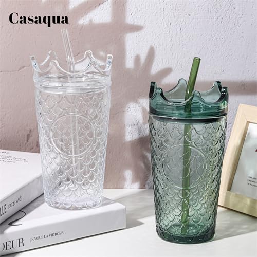 Image of Clear Crown Glass Tumbler - 500ml, Set of 1, Embossed Textured Drinking Glass, Premium Water Juice Glass, Beverage Cup for Iced Coffee, Milk, Smoothies, Mocktails & Daily Home Use