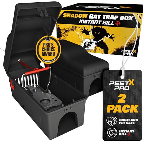 Pest X Pro Shadow Professional Rat Trap Box - 2X Safe For Kids & Pets Heavy Duty Rodent Trap Station Reusable & Easy To Set For Indoors & Outdoors Rat Traps That Eliminate Instantly
