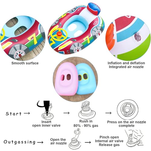 Baby Schwimmring 6-36 Monate, Baby Schwimmring, Kinderboot Aufblasbar, mit Lenkrad, Schwimmsitz, Schwimmhilfe Kinder, Kinder Schwimmreifen