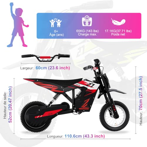 RCB R9X Moto Électrique Enfants, pneus pneumatiques 12 Pouces, 25km/h – vue 7
