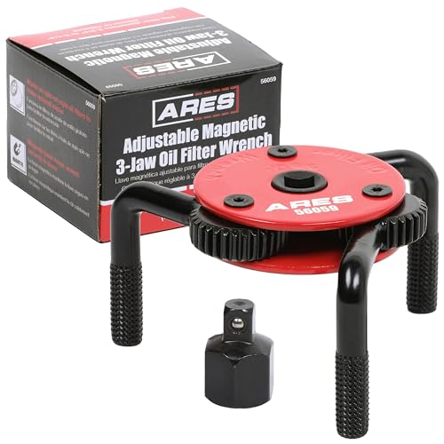 ARES 56059 – Large Size Adjustable Magnetic 3-Jaw Oil Filter...