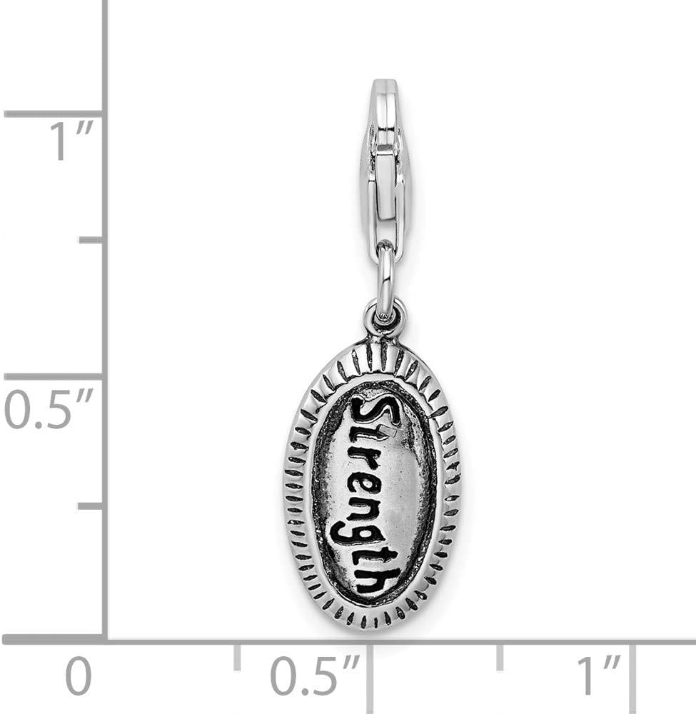 925 Sterling Silver Amore La Vita Polished Antiqued STRENGTH Bracelet Charm Lobster Clasp