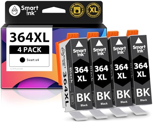 Smart Ink kompatibla bläckpatroner som ersättning för HP 364 XL 364XL (4 svart paket) patron hög kapacitet för HP Photosmart 5520 5510 5524 6520 5515 OfficeJet 4620 4622 DeskJet 3520