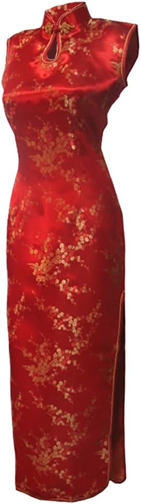 Women's VTG Asian Red Long Chinese Wedding Dress Cheongsam