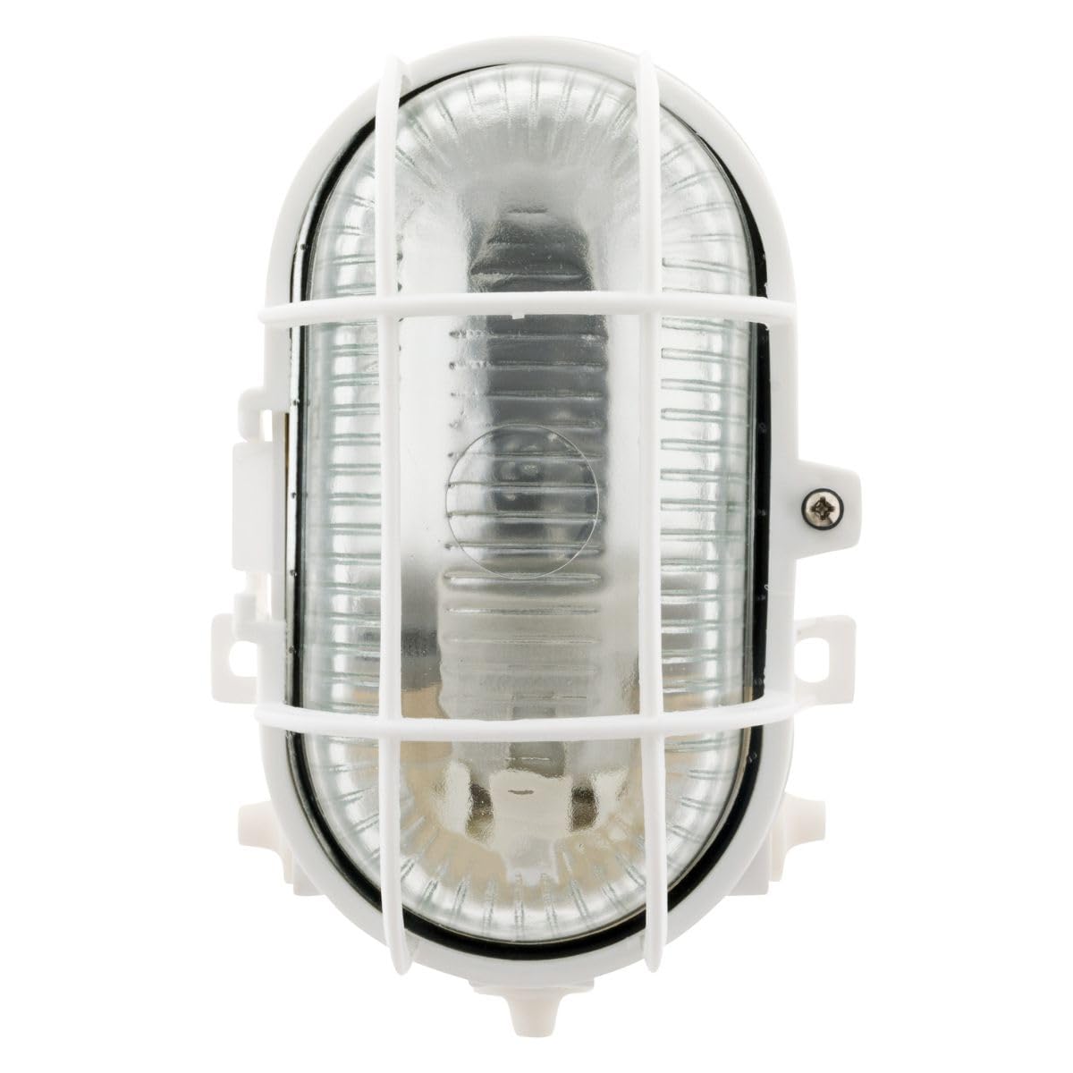 Zenitech - Ovales Bullauge 60W IP44 E27 - Hochbeständige Kunststoffbasis mit Schutzgitter - Außenbeleuchtung für Garten und Terrasse - Weiß