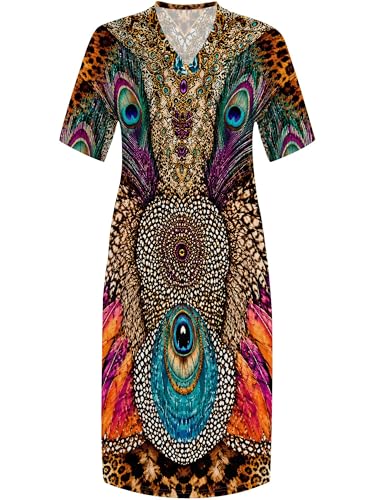 Image of PinkPatty Women's Oversize V Neck Short Sleeve Maxi Dress with Pockets