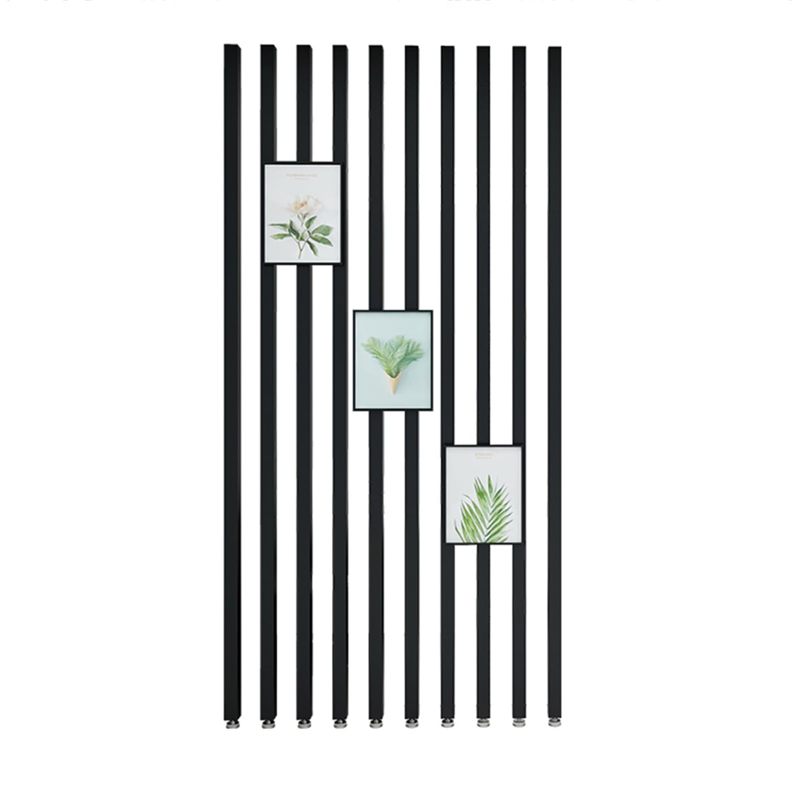Séparateur de pièce du sol au plafond style tasseau de bois noir pour déco de salon
