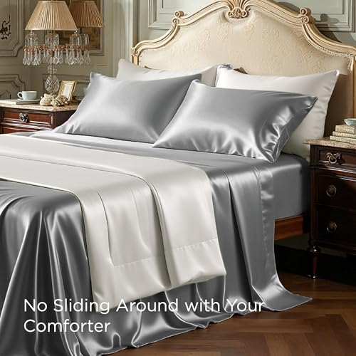 Image of Bedsure Satin Sheets Full Size, Soft Silky Bedsheets for Hair & Skin