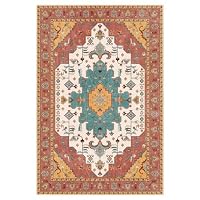 SERISSA Boho-Teppich 5 X 12,7 Cm – Rutschfest, Waschbar, Vintage-Design Orange, Weicher Läufer Für Flur, Küche, Schlafzimmer