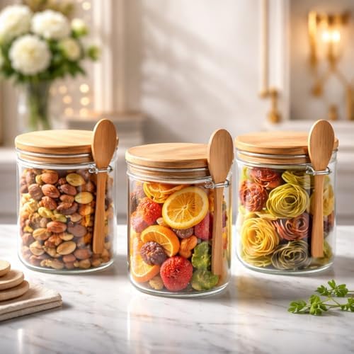 Kit 03 Potes de Mantimentos Herméticos 500ml Pote Redondo de Vidr...