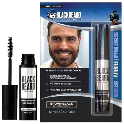 Blackbeard for Men Instant Beard Color – All Day Beard, Mustache, Eyebrow, and Sideburns Color – Temporary, Hypoallergenic Beard Dye Alternative – Up to 45 applications – Brown/Black 1 Pack