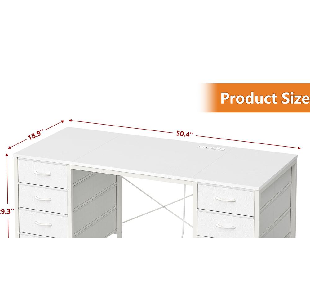 Amazon.com: YOMILUVE 50 Inch White Computer Desk with 8 Drawers