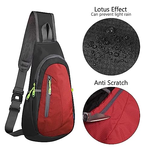TITECOUGO Small Sling Bag Lightweight Crossbody Bag for Women Rucksack for Men Running Backpack Travel Chest Pack Shoulder Daypack for Gym Work Outdoor Hiking Sports Black/Red - Image 4