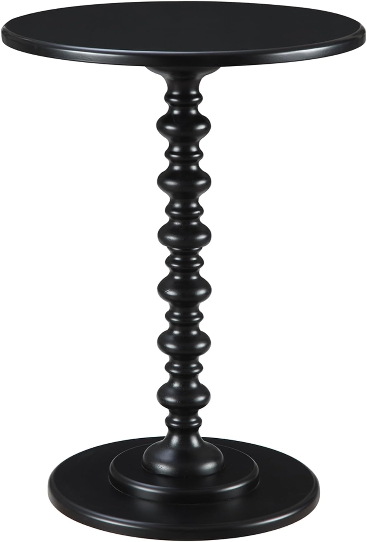 Convenience Concepts Palm Beach Spindle Table 17.75" - Traditional Round End Table for Living Room, Turned Solid Wood Side Table, Classic Display Pedestal Table, Black