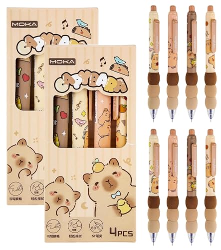 TAKONE Capybara Stift Set – 8 Radierbare Kugelschreiber mit Radierer & 0,5 mm Einziehbarer Mine – Lustiges Geschenk für Kinder, Schule & Capybara Fans