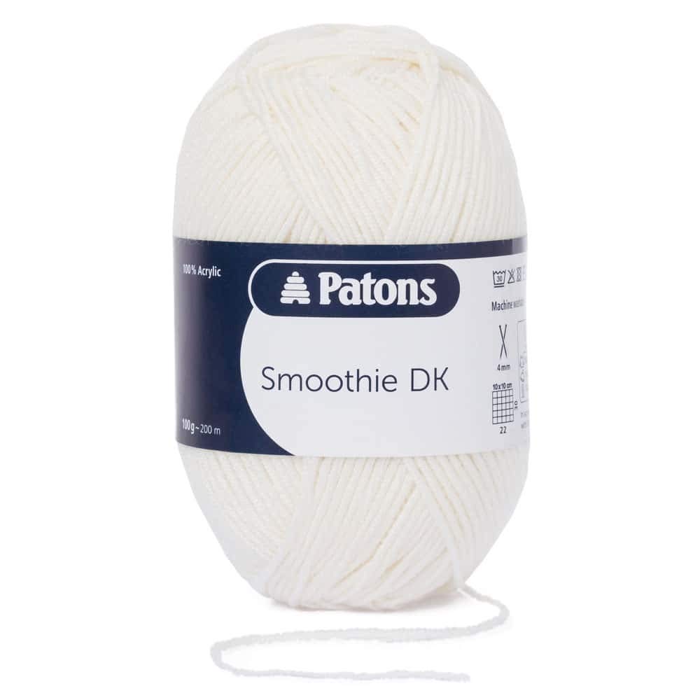 Patons Smoothie Double Kntting Yarn (DK) / 100g Balls and 100% Acrylic Machine Washable Yarn - 16 Colours in The Range - Colour 1019 - Cream - 2 x 100g Balls